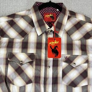New with tags Rodeo country Western‎ pearl snap Dress Shirt 2XLT Plaid Cowboy